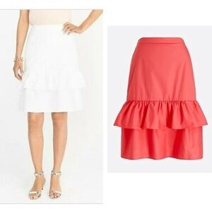 NWT‎ J.Crew Tiered Ruffle Skirt in Papaya Size 2